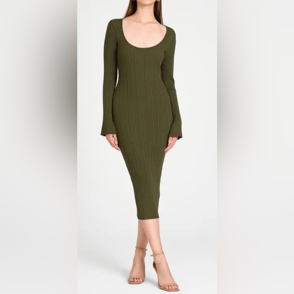 WAYF 
Alexi Long Sleeve Rib Dress - Olive XL NWT